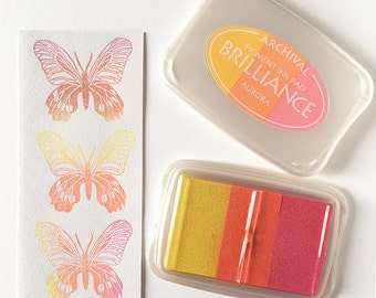 Aurora Brilliance, ink pad, 3 color ink pad, pigmented ink, stamp supply, pearlescent, archival ink