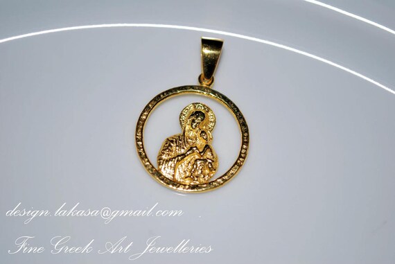 Madona Sterling Silver gold plated jewelry gift baby shower day first bath love mother religious christian symbol mama baptism child boy men