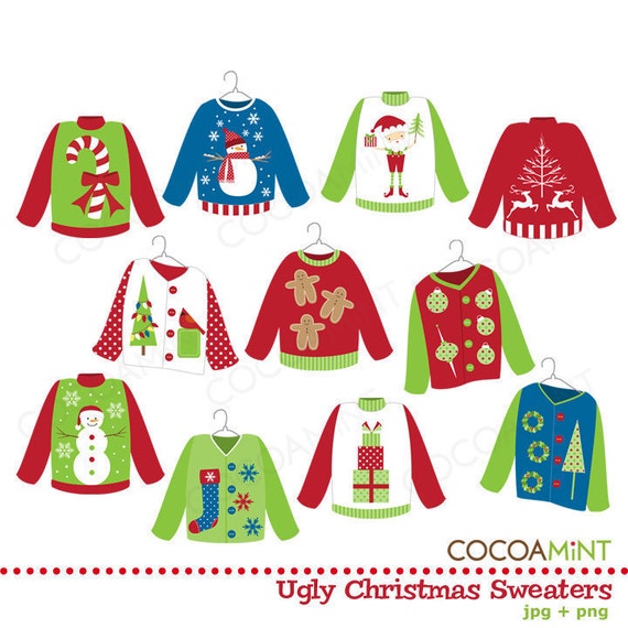 Items similar to Ugly Christmas Sweaters Clip Art on Etsy