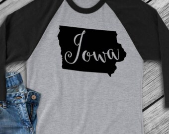 Iowa t-shirt - Iowa state shirt -Iowa home t-shirt - home shirt -Iowa baseball shirt - Iowa raglan shirt - Enid and Elle