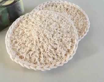 Loofah Bath Scrubbies Facial Cloth Double Sided Round Kitchen Scrubby All Cotton Nylon Sets Loofah-Off White Color Made to Order