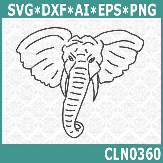 CLN0360 Elephant Line Art Silhouette Elephants Face SVG DXF Ai