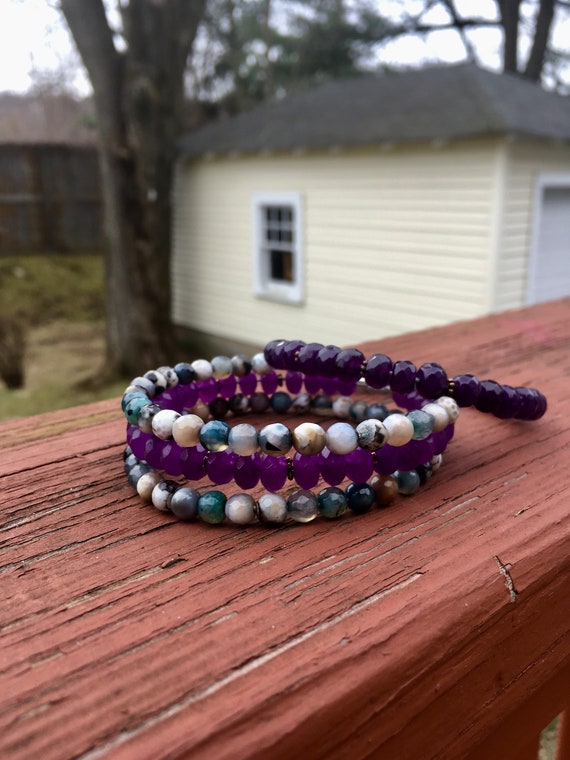 Purple & Blue Mix Faceted Stack Bangles