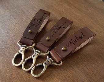 Personalized Gift for Dad, Fathers Day Gift from Daughter, Dad Gifts, Gift from Wife, Mens Gift Ideas, Mens Keychain, Leather Keychain