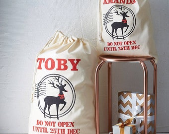 Personalised Reindeer Christmas Sack