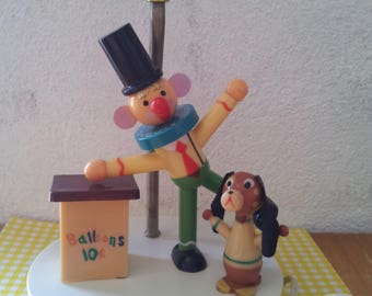 Table lamp vintage clown and dog for the nursery / children/lamp table lamp vintage/lamp/lamp vintage kids /