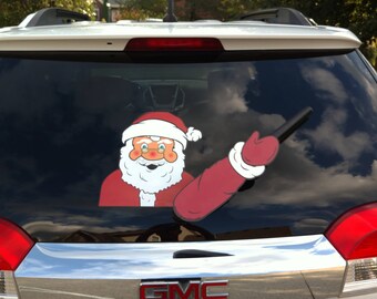 Waving Santa Claus Christmas WiperTags attach to rear vehicle wipers