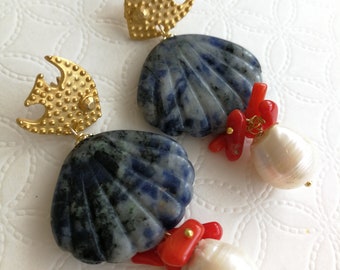 Orecchini Di Perle Grigie In Conchiglia - Gioiello Elegante Contemporaneo, Dono Perfetto Per Lei