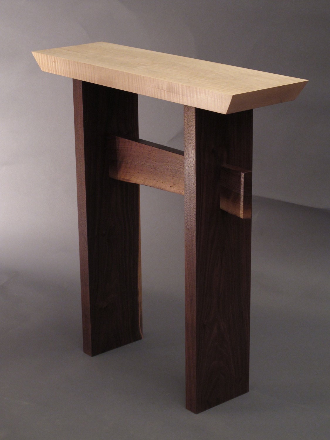 ðzoom. Narrow Side Table W Live Edge Stretcher Handmade Custom Wood ðzoom. narrow side table w live edge stretcher handmade custom wood