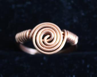 Large Swirl Copper Ring Size 8