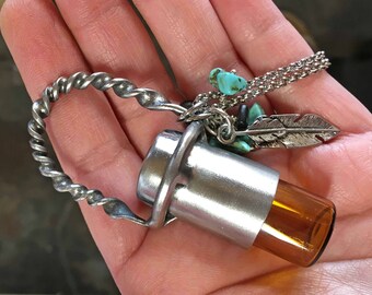 Vial Silver Urn Aromatherapy Necklace Essential Oil Necklace Druzy Necklace