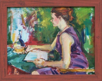 Figure Painting, Young Woman Reading, "A Remembrance of Things Past"