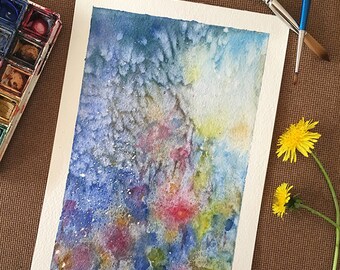 Abstract Florals Watercolor, Original Watercolor Painting, A5, Wall Art, Botanical Art, Abstract Flowers Painting, christmas gift