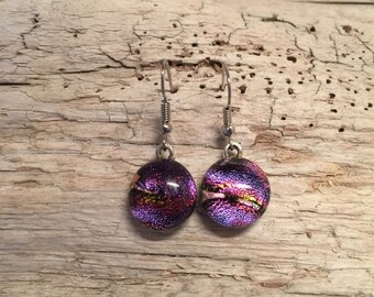 Jewelry, Dichroic glass jewelry, dichroic glass, handmade dichroic glass, fused glass, fused glass earrings, Dichroic Glass Dangle earrings