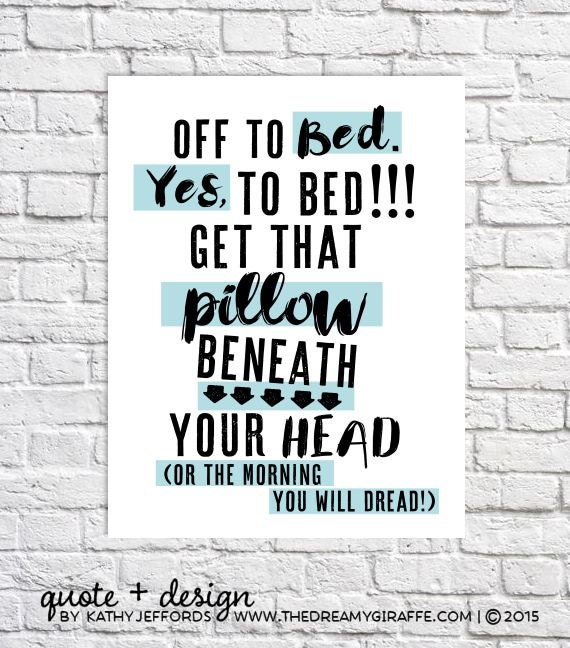 funny quote print bedroom wall art kids bedtime routine sign