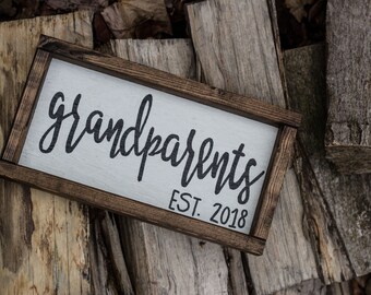 Grandparents Est. Sign Grandparents Pregnancy Announcement Grandparents Gift Grandparents Sign New Grandparents To Be Grandparents Reveal