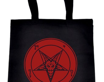 Solid Red Classic Inverted Pentagram Baphomet Goat Head Sling Cross Body Bag - DYS-SB-010-RED