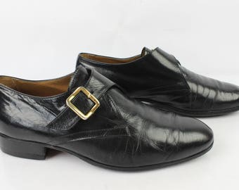 VINTAGE Derby buckled FLAVIO GENTILI Uk 8.5 black leather / Fr 42.5 very good condition (1406)