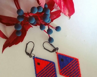 Miyuki delica peyote colorful fish earrings