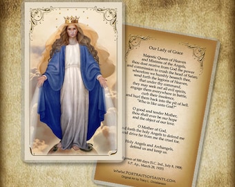 Our Lady of Grace Holy Card or Wood Magnet #0033
