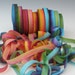 Hand Dyed Silk Ribbon , Silk Ribbon hand dyed, bias-cut 7/16 inch wide