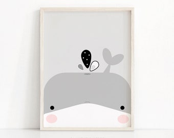 Whale Print, Digital Download Nursery Print, Printable Nursery Art, Kids Print, Animal Print For Nursery, Whale Instant Download Printable