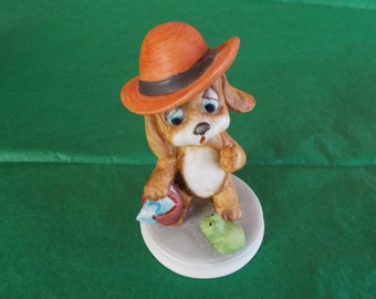 Vintage Lefton China Dog Wearing A hat Figurine //4