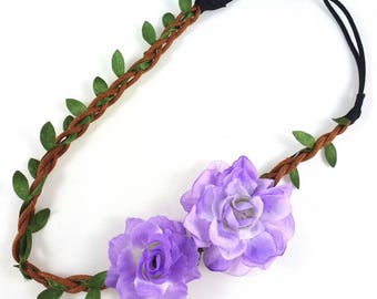 Wedding - purple flower Crown headband