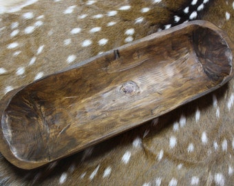 1 * Carved Wooden Dough Bowl Primitive Wood Trencher Tray Rustic Home Decor 18-22"