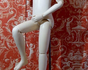 Vintage 1980s-1990s mannequin 45 inches tall, articulated with stand by fusion