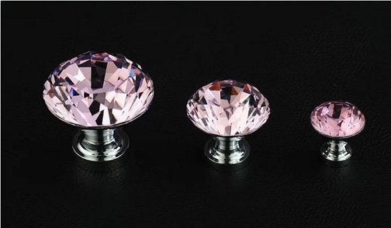 Pink Clear Glass Crystal Knobs Handles Dresser Knobs Handles