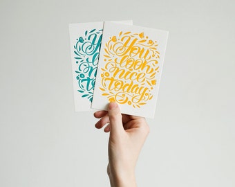 Letterpress Postcard-you look nice today SALE regular price 4,20 euro