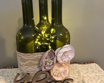 Lighted wine bottle trio set
