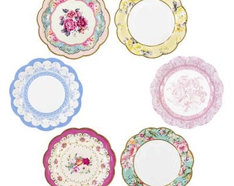 Vintage Look Paper Plates, Floral Shabby Chic party, Elegant Birthday, Tea Party plate, Baby Shower, Wedding plates, moms birthday