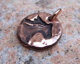 Copper Little Horse Head Charm, Horse Pendant, Horse Lover Gift, Rustic Horse Jewelry, Equestrian Gift, Hand Hammered, Antiqued Copper
