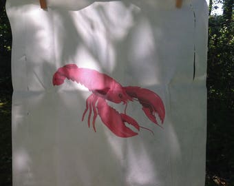 Lobster Bibs clambakes, lobster bake beach parties linen like polyester fabric Set of four