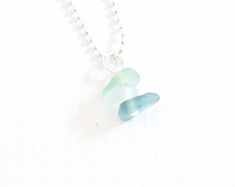 genuine sea glass necklace, ombre seaglass jewelry, beach glass necklace