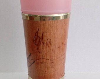 Siesta Ware Tiki Glass Tropical Mahogany Grip Tall Highball Vintage Pink