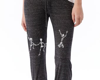 Skeleton crop pants, Yoga pants, Dancing Skeletons Halloween Capri Pants Grateful Dead