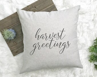 Harvest Greetings Fall Fixer Upper Decor - Fall Farmhouse Decor Rustic - Fall Pillow Farmhouse - Rustic Home Decor - Fall Decorations
