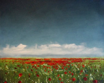 Poppy Field Landscape Oil Painting Original
