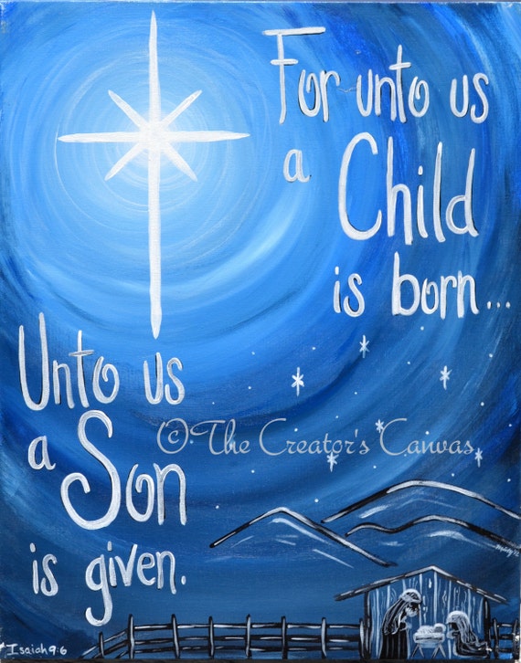 Items similar to Christmas Star Nativity Painting, &quot;Prophecy Fulfilled&quot;, Custom Canvas Scripture