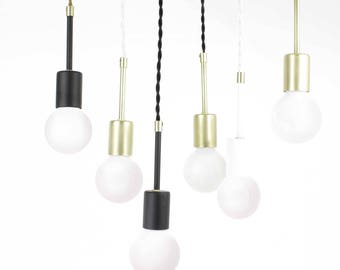 Pendant Light Hanging Lighting concrete canopy brass finish