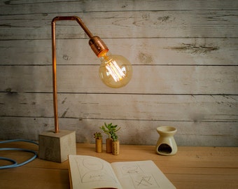 Industrial concrete copper table lamp, Industrial lamp, Desk lamp, Copper lamp, Concrete, Edison lamp, Concrete light, Table lamp CC02