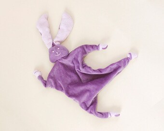 Purple Baby Blanket | Bunny Comforter | Lovie Baby Blanket | Baby Security Blanket | Stuffed Bunny | Baby Fleece Blanket | Baby Sleeping Toy