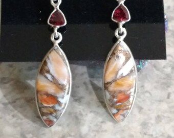 Spiny Oyster and Garnet Earrings