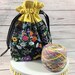Chalkboard Look Floral Project Bag DOTG - Sunflowers, Iris', Tulips, Uplifting Quotes Knitting and Crochet #2