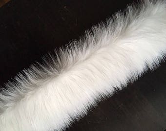 White Faux Fur Trim Long Pile Fur Fabric Trim For Hood For Home Toys Costumes Size 9*90cm (3.5x35 inches)