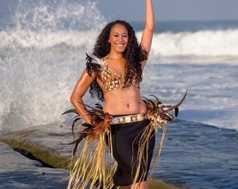 Natural tapa cloth complete costume