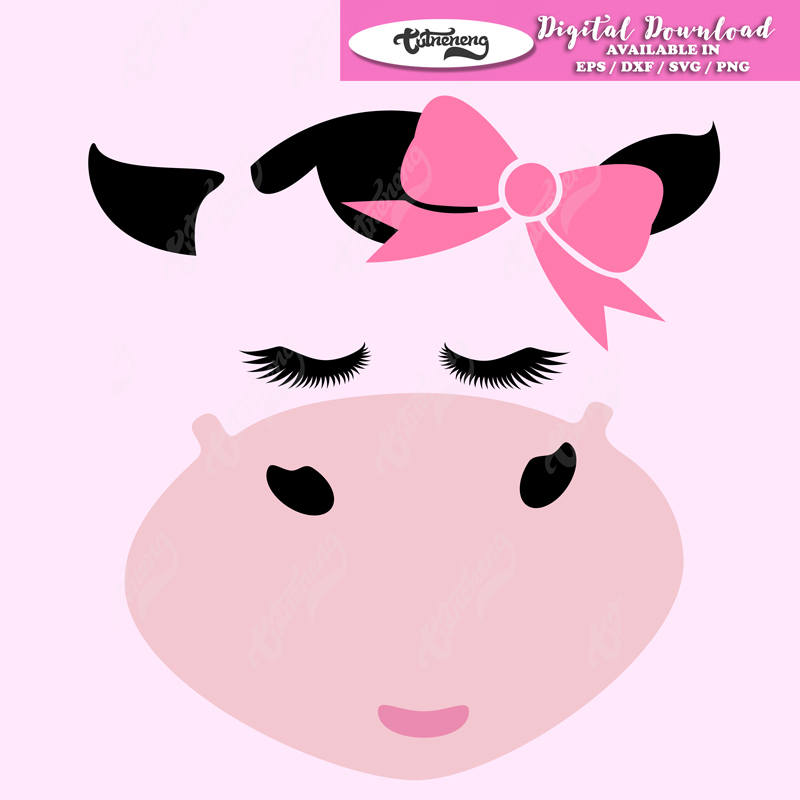 Download Cute little Cow with Ribbon SVG, Cow vector file, Cow SVG ...